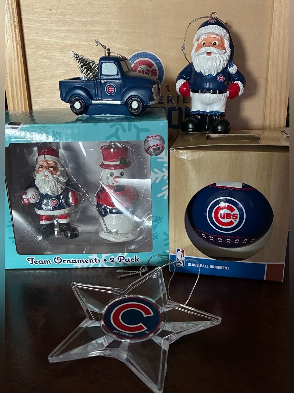 MLB Chicago Cubs Festive Holiday Assorted Themed Ornament Bundle Set